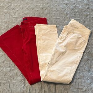 Corduroy Tommy Hilfiger Red bootcut pant and Ann Taylor Cream Straight Leg Pant